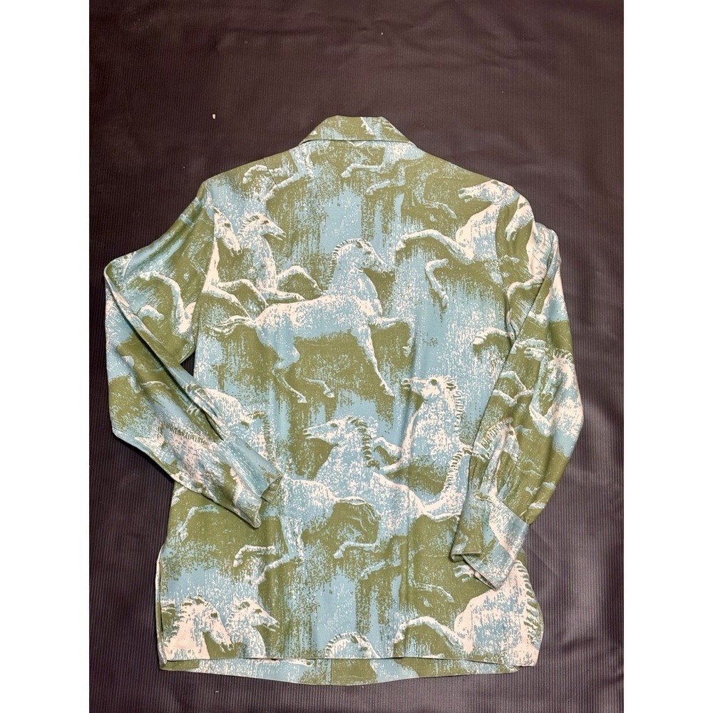 Vintage 60s Lady R. Rough Rider Western Shirt Psychedelic Horse USA AOP Boho - Picture 4 of 8